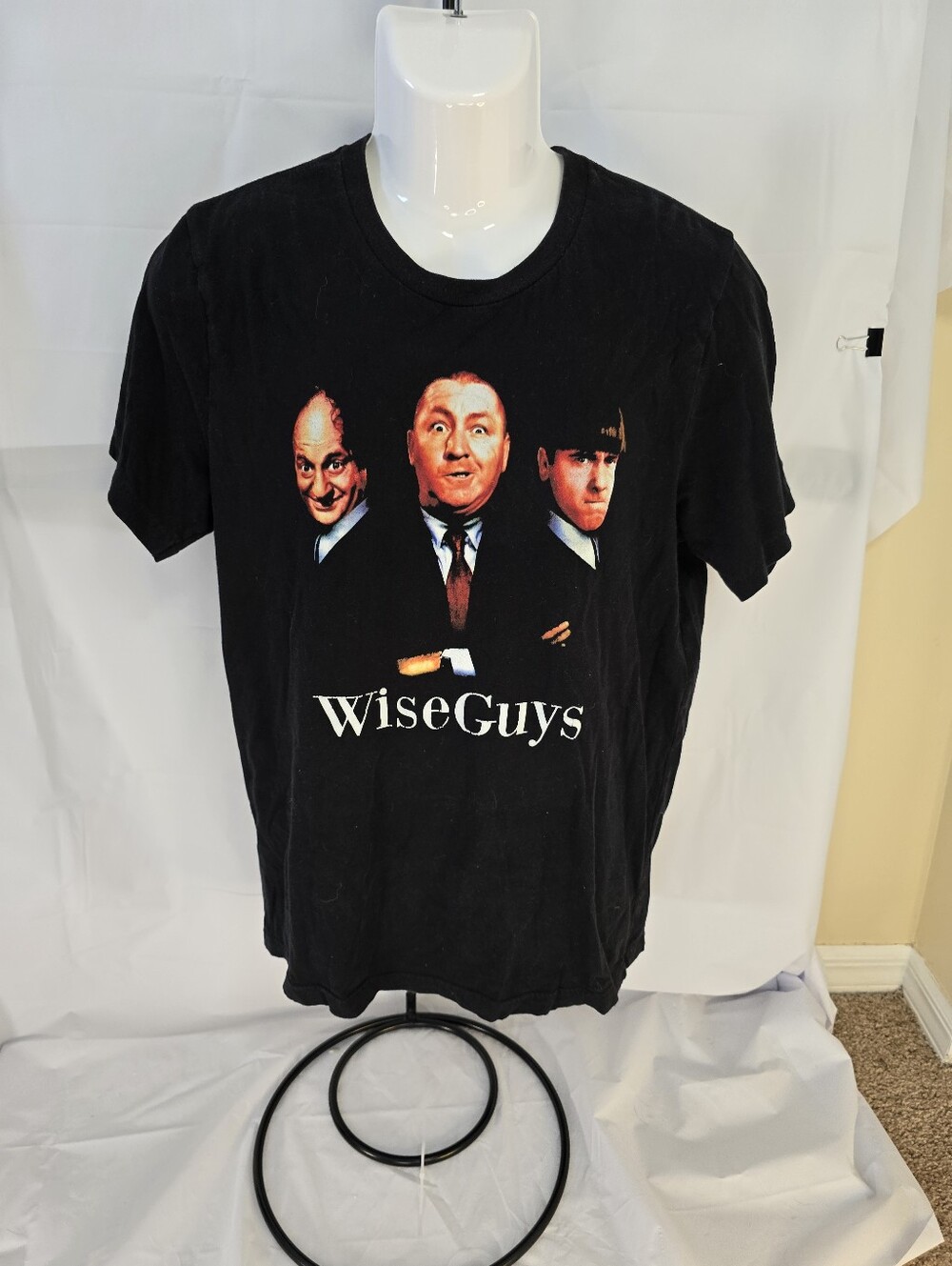 The Three Stooges WiseGuys Black Graphic T-Shirt Men's Medium (No Tag 20x28.5)